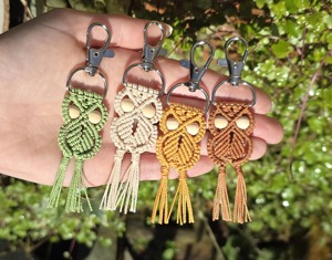 Porte-clés Macramé Hibou Fait Main Style Bohème, Breloque Décorative pour Sacs, Sacs à Main, Voitures, Accessoire Esthétique, Idée Cadeau - Product Image 4