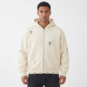 Sudadera con capucha pesada para hombre, con cremallera, diseño personalizado, forro polar, estilo urbano, fabricante mayorista - Product Image 4