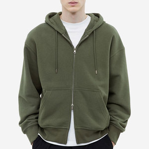 Sweat à capuche zippé pour homme, manches longues, couleur personnalisée, motif uni, logo brodé, 100% coton, idéal pour l'hiver – Vente chaude - Product Image 1