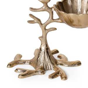 Grand bol de service en métal fait main, écologique, moderne, luxueux et rustique, avec un oiseau sur une branche, pour la décoration de la maison - Product Image 4