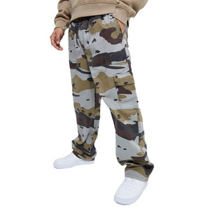Pantalon cargo camouflage pour homme de qualité supérieure, 6 poches, coupe ample, style décontracté, pantalon cargo en toile de coton, taille élastique, pantalon camouflage - Product Image 1
