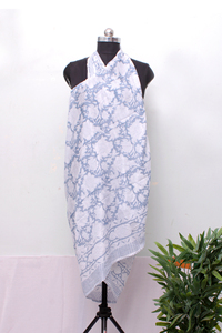 Hand Block Printed Cotton Pareo Floral Beach <b>Wrap</b> Soft Summer <b>Sarong</b> Resort Cover Up for Women. - Product Image 3