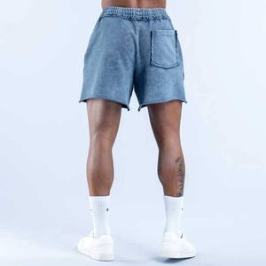 Shorts de sport vintage pour hommes, 100% coton, molleton bouclette épais, séchage rapide, coupe oversize, bords bruts, effet délavé, vente en gros personnalisée 2026 - Product Image 3