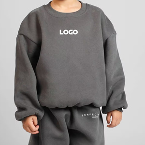 Sweat-shirts pour filles de couleur beige de haute qualité, col rond, 100% coton molletonné, broderie personnalisée, décontractés, unisexes, pour enfants, coupe ample - Product Image 5