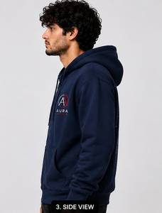 <b>Men's</b> <b>Navy</b> Blue Hooded Zip-Up Hoodie Cotton <b>Fleece</b> Casual Winter Wear - Product Image 5