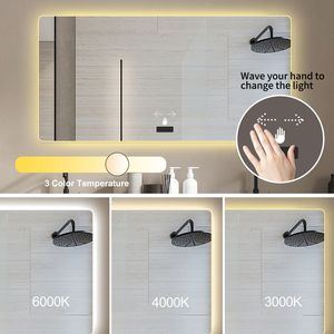Specchio da Bagno LED Senza Cornice 48x32 Pollici, Retroilluminato, Dimmerabile a Tre Colori, Antiappannamento e Impermeabile, con Sensore Intelligente - Product Image 4