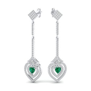 REYES Sparking 925 Sterling <b>Silver</b> Moissanite Wedding Party Wear <b>Earrings</b> For Women Heart Shape Emerald Gemstone <b>Drop</b> Jewelry - Product Image 1