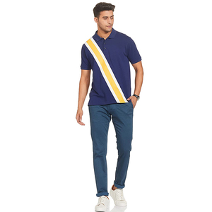 เสื้อโปโลชายลายทางสีตัดกัน ดีไซน์ทันสมัย รับผลิตแบรนด์ส่วนตัว ขายตรง เสื้อยืดโปโลสำหรับผู้ชายและเด็กผู้ชาย - Product Image 1