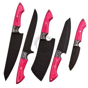 New Design Custom Handmade Chef <b>Knives</b> J2 Stainless Steel Powder Coated <b>Sharp</b> Blade Luxury Kitchen <b>Knife</b> <b>Set</b> w/ Pakkawood Handle - Product Image 1