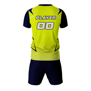 Custom Men's Soccer Jersey <b>Set</b> Sublimated V-Neck Yellow <b>Colour</b> Moisture Wicking Polyester Uniforms for Club Matches - Product Image 2
