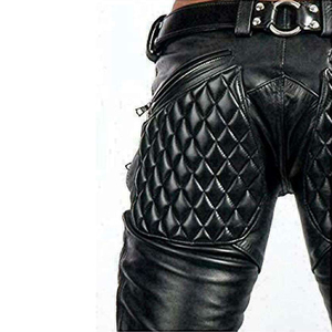 Men's Slim Fit Club Style Leather Biker <b>Trousers</b> Mid Waist Heavyweight Formal Fashion Streetwear <b>Waterproof</b> <b>Breathable</b> Vintage - Product Image 4