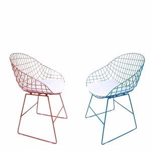 Modern Black Metal Wire Chair with Armrests Lightweight Slat Back Dining <b>Seat</b> Outdoor Dining Apartment Furniture - Product Image 3