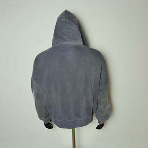 Sweat-shirt à capuche gris pour homme, coupe classique, couleur unie, décontracté, en molleton de coton, pour l'hiver, avec impression numérique brodée - Product Image 1