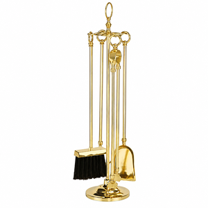 Custom Manufacturer Brass Fireplace <b>Tool</b> Set Heavy Duty Polished Gold <b>Fire</b> <b>Tools</b> Set With Stand Vintage Hearth Accessories - Product Image 3