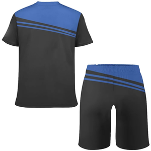 Ensemble de sport pour homme Glamour Plus avec imprimé crâne, noir et bleu, séchage rapide, polyester, short et t-shirt décontractés pour l'été - Product Image 2