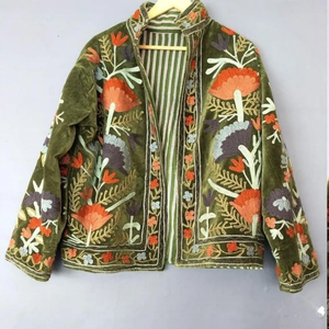 Bohemian <b>Velvet</b> Embroidered <b>Jacket</b> Suzani Overcoat Suzani Embroidered Short <b>Jacket</b> - Product Image 3