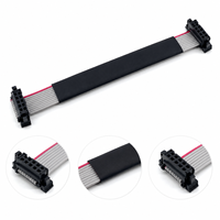 Harnais de câblage à ruban plat double rangée femelle IDC pour automatisation industrielle, pas de 1,27 mm, 2,0 mm, 2,54 mm, 10 broches, avec gaine de protection