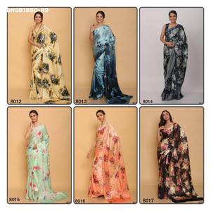 Magnifique sari en soie satinée japonaise avec impression numérique riche - Collection de blouses en soie diamantée - Exportateur de mode féminine - Fournisseur indien - Product Image 6