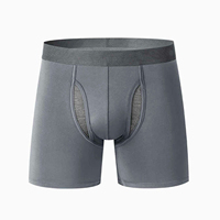 Boxer pour homme uni à séchage rapide, 100 % polyester tricoté, taille mi-haute, antibactérien et avec logo à la ceinture