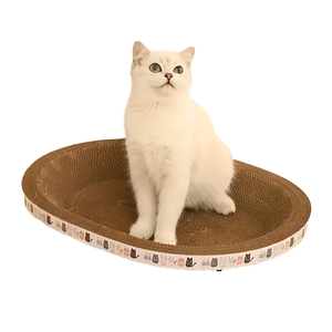 Cuccia Tiragraffi Ovale per Gatti in Cartone Ondulato, Resistente all'Usura, Giocattolo e Cuccia per Gatti di Taglia Grande - Product Image 1