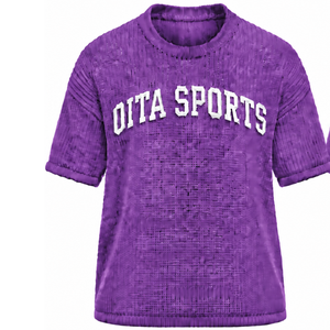 <b>Purple</b> Men Knitted <b>T</b> <b>Shirt</b> Short Sleeve Crew Neck Textured Casual Top Custom Printed Streetwear Summer Fashion Wholesale Apparel - Product Image 1