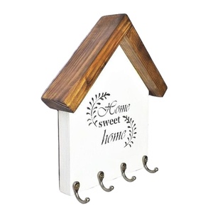 Best Seller Wooden House Shape <b>Wall</b> <b>Hook</b> Rack Decorative Home Sweet Home Coat Hanger Entryway Organizer Storage <b>Hooks</b> - Product Image 1