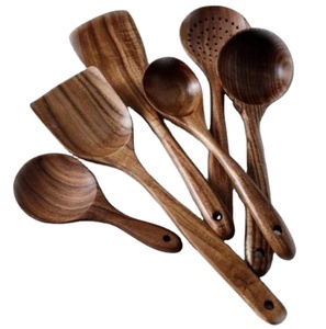 Custom Logo Acacia Wood Spatula and Soup <b>Spoon</b> Set Non-Stick Household Kitchen Supplies <b>Wooden</b> Utensils for Party Occasions - Product Image 1