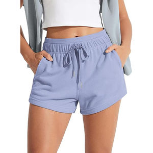 Shorts en molleton double tricot pour femme, extensibles dans 4 directions, avec poches latérales, doux, respirants, taille élastique, pour la détente, la gym et le fitness - Product Image 1