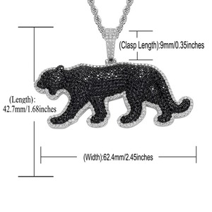 Colgante Pantera Negra de Plata 925 con Baño de Rodio y Moissanita, Collar de Lujo con Temática Animal, Estilo Hip Hop Rapper Bling - Product Image 3