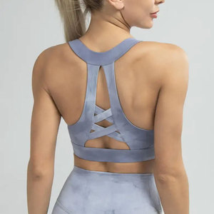 Women Tie Dye Seamless Scoop Neck Racerback Sports <b>Bra</b> High Support Yoga Fitness Wear Breathable Quick Dry Four Way <b>Stretch</b> - Product Image 3