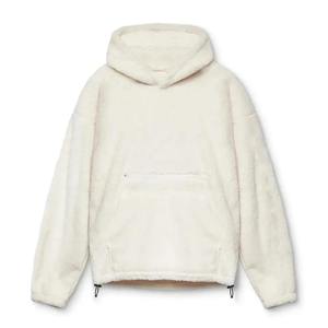 Sweat-shirt décontracté à manches longues en polaire à capuche de couleur unie pour femmes avec poches - Product Image 2