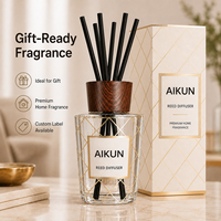 Diffuseur à roseaux sans flamme AIKUN de luxe, design bouteille en verre haut de gamme, faible MOQ, sûr, pour la vente en gros