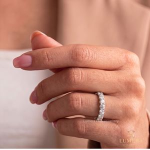 Round Diamond Half Eternity Ring, Brilliant <b>Cut</b> <b>Stones</b> In Secure Prong Setting, High Polish Solid Gold Shank, Elegant Band - Product Image 5