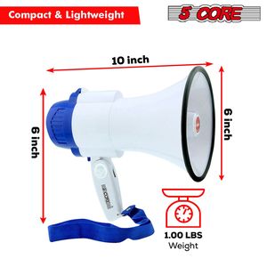 Mini Sirène Mégaphone 30W à Poignée Ergonomique avec Enregistrement de 800 Pieds, Haut-Parleur pour Entraîneurs, Football, Baseball - Product Image 2