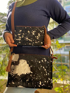 Sac à main en cuir de vache, combinaison, élégant, pour femmes, sacs à bandoulière avec même fourrure, pochette, nouvelle collection - Product Image 2