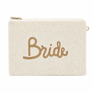 Luxury Handmade Personalized <b>Bride</b> Glass Beaded Coin Purse Wedding Bridal Zip Pouch Custom Beaded Cosmetic Pouch Women Gift OEM - Product Image 4