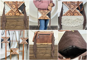 Manufacturer New Arrival Hot Selling Hand Tooled Leather Fashion Western Handbags Custom Luxury Designer Fringe Purse for Women - Product Image 3