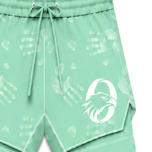 Short de bain vert menthe et blanc léger, séchage rapide, respirant, avec cordon de serrage à la taille, pour l'entraînement, la performance, la natation et le sport - Product Image 4