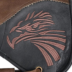 Gant de fauconnerie en cuir avec broderie d'aigle, marron et noir, design durable pour la chasse en toutes saisons, taille unique, style luxueux - Product Image 6