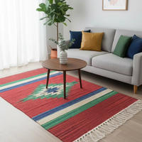 Tapis en coton tissé fantaisie, pelucheux, réversible, lavable en machine, motif moderne, rectangulaire, pour la maison, le camping, les voyages, l'exercice