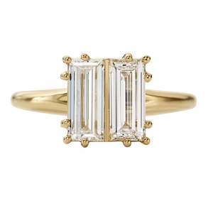 Women's 14lk Gold Emerald Cut Diamond Engagement Ring Prong Setting floral Style - Product Image 1