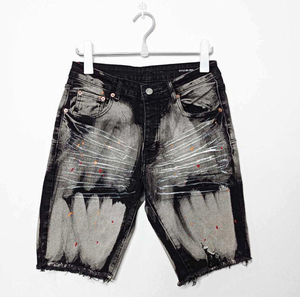 Shorts de mezclilla casuales para hombre Snow Wash, de cintura media, transpirables, elásticos, con patchwork, de moda, ODM, tejidos, 100% algodón, de secado rápido - Product Image 1