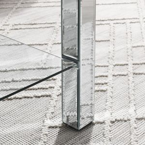 W 40\" X D 20\" X H 20\" Curved Border Carved <b>Mirror</b> Coffee <b>Table</b> with Silver <b>Mirror</b> Glass Top and Sparkling Diamond Edge Frame - Product Image 5