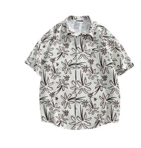 Chemise décontractée à manches courtes pour homme, imprimé floral, col rabattu, respirante, en popeline de coton pour l'été - Product Image 6