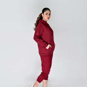 Custom Design Winter Solid Casual Sportswear Womens Long Sleeve <b>Hoodie</b> Sweatpants Tracksuit Streetwear Pullover Set 100% Cotton - Product Image 6