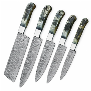 <b>Timber</b> Steel Enterprises Industrial Grade Damascus Steel Kitchen Chef Knife with Straight Edge Marbled Handle 3-Year Warranty - Product Image 4
