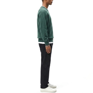 Men's Solid Green Knitted Pullover Sweater Full Sleeve Cotton Autumn Wear - Product Image 3