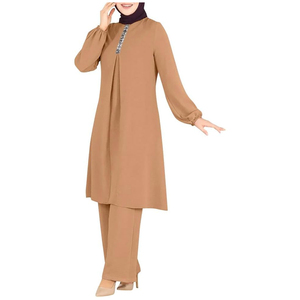 Vêtements de sport et de fitness les plus vendus : Abaya traditionnelle musulmane, robe longue, survêtements, tenue islamique modeste pour femme, col montant, longueur cheville, formelle - Product Image 3