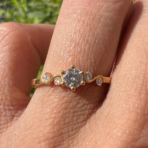 Round Lab Grown Diamond Engagement <b>Rings</b> Custom 14K 18K Solid Gold Prong Unique Minimalist Vintage <b>Stacking</b> Small Band Wholesale - Product Image 1