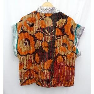 เสื้อแจ็คเก็ตแขนสั้นผ้าฝ้าย 100% ระบายอากาศได้ดี เป็นมิตรกับสิ่งแวดล้อม แบบควิลท์สองด้าน สไตล์วินเทจสำหรับผู้หญิง รุ่นใหม่ล่าสุด - Product Image 5